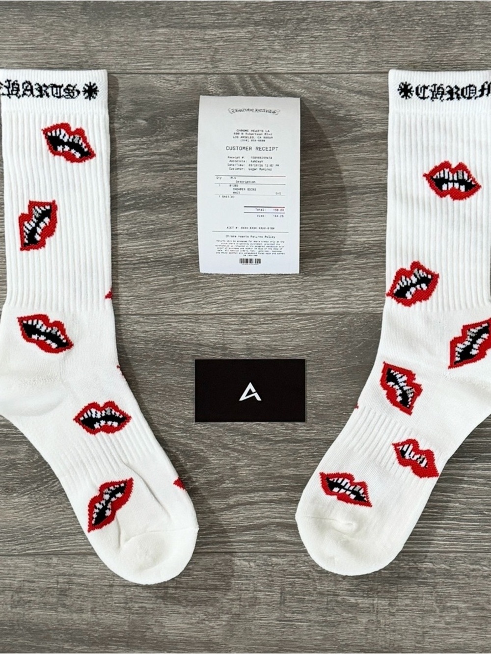 White Chrome Hearts Chomper Mouth Socks 💋
